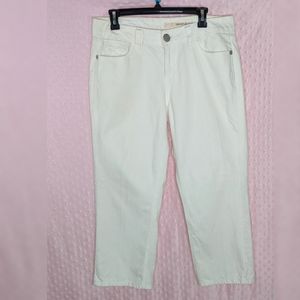 Classic White Canvas Capri Ankle Pants 10